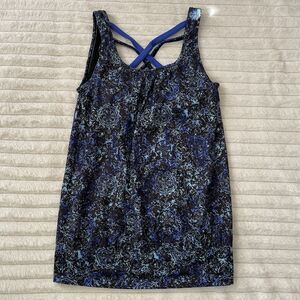 GAIAM Strappy Blue Tank Top with Padded Built-in Bra Womens XS Yoga Tennis Run